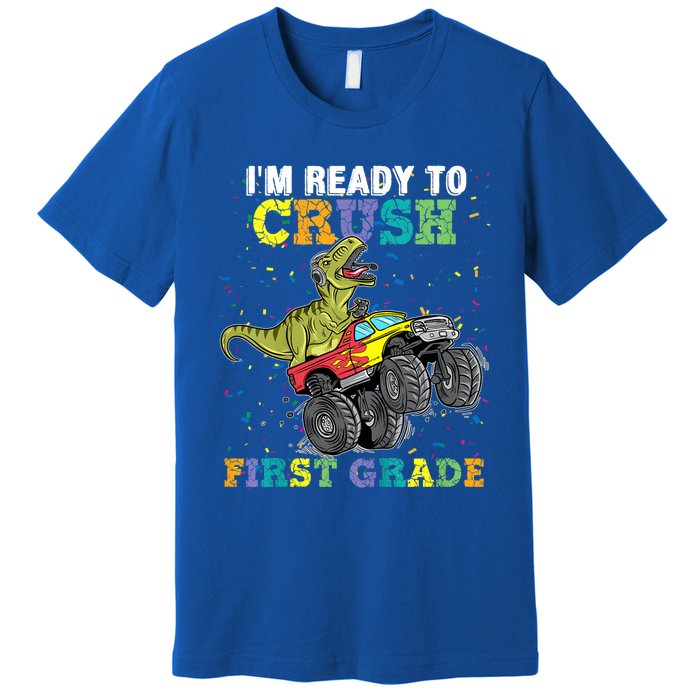 Kids I'm Ready To Crush First Grade Monster Truck Dinosaur Boys Back To School Premium T-Shirt