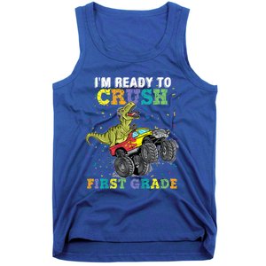 Kids I'm Ready To Crush First Grade Monster Truck Dinosaur Boys Back To School Tank Top