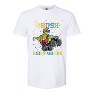 Kids I'm Ready To Crush First Grade Monster Truck Dinosaur Boys Back To School Softstyle CVC T-Shirt