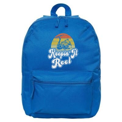Keepin’ It Reel Retro Style Punny Fisherman 16 in Basic Backpack