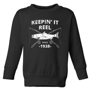 Keepin It Reel Since 1938 81st Birthday Fishing Gift Toddler Sweatshirt