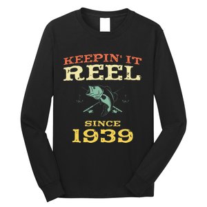 Keepin It Reel Since 1939 80 Years Old 80th Birthday Fishing Long Sleeve Shirt