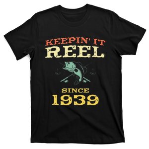 Keepin It Reel Since 1939 80 Years Old 80th Birthday Fishing T-Shirt