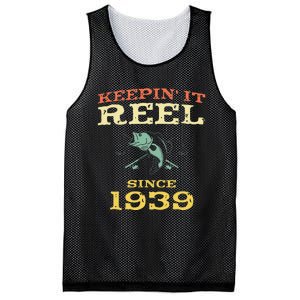 Keepin It Reel Since 1939 80 Years Old 80th Birthday Fishing Mesh Reversible Basketball Jersey Tank