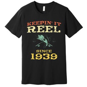 Keepin It Reel Since 1939 80 Years Old 80th Birthday Fishing Premium T-Shirt