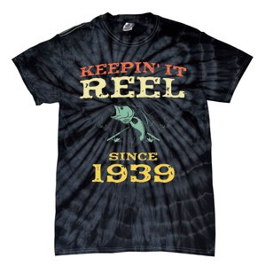 Keepin It Reel Since 1939 80 Years Old 80th Birthday Fishing Tie-Dye T-Shirt