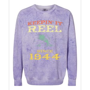 Keepin It Reel Since 1944 75 Years Old 75th Birthday Fishing Colorblast Crewneck Sweatshirt