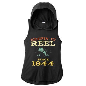 Keepin It Reel Since 1944 75 Years Old 75th Birthday Fishing Ladies PosiCharge Tri-Blend Wicking Draft Hoodie Tank