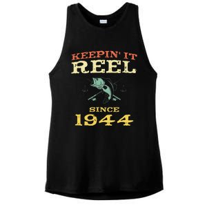 Keepin It Reel Since 1944 75 Years Old 75th Birthday Fishing Ladies PosiCharge Tri-Blend Wicking Tank