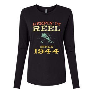 Keepin It Reel Since 1944 75 Years Old 75th Birthday Fishing Womens Cotton Relaxed Long Sleeve T-Shirt