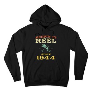 Keepin It Reel Since 1944 75 Years Old 75th Birthday Fishing Hoodie