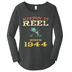 Keepin It Reel Since 1944 75 Years Old 75th Birthday Fishing Women's Perfect Tri Tunic Long Sleeve Shirt