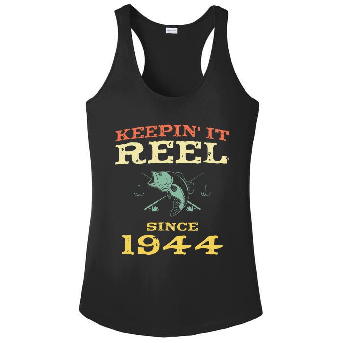 Keepin It Reel Since 1944 75 Years Old 75th Birthday Fishing Ladies PosiCharge Competitor Racerback Tank