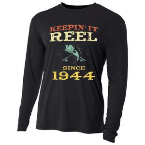 Keepin It Reel Since 1944 75 Years Old 75th Birthday Fishing Cooling Performance Long Sleeve Crew