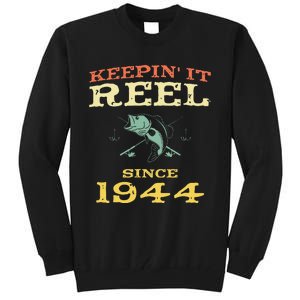 Keepin It Reel Since 1944 75 Years Old 75th Birthday Fishing Tall Sweatshirt