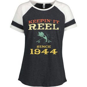 Keepin It Reel Since 1944 75 Years Old 75th Birthday Fishing Enza Ladies Jersey Colorblock Tee