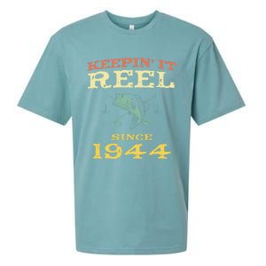 Keepin It Reel Since 1944 75 Years Old 75th Birthday Fishing Sueded Cloud Jersey T-Shirt