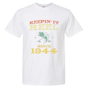 Keepin It Reel Since 1944 75 Years Old 75th Birthday Fishing Garment-Dyed Heavyweight T-Shirt