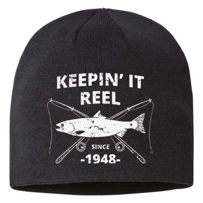 Keepin It Reel Since 1948 71st Birthday Fishing Gift Sustainable Beanie