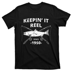 Keepin It Reel Since 1950 Fishing Gift 70th Birthday T-Shirt