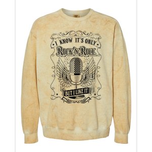 Know ItS Rock And Roll But I Like It Retro Microphone Colorblast Crewneck Sweatshirt