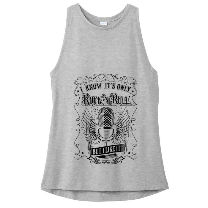 Know ItS Rock And Roll But I Like It Retro Microphone Ladies PosiCharge Tri-Blend Wicking Tank