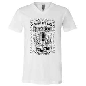 Know ItS Rock And Roll But I Like It Retro Microphone V-Neck T-Shirt