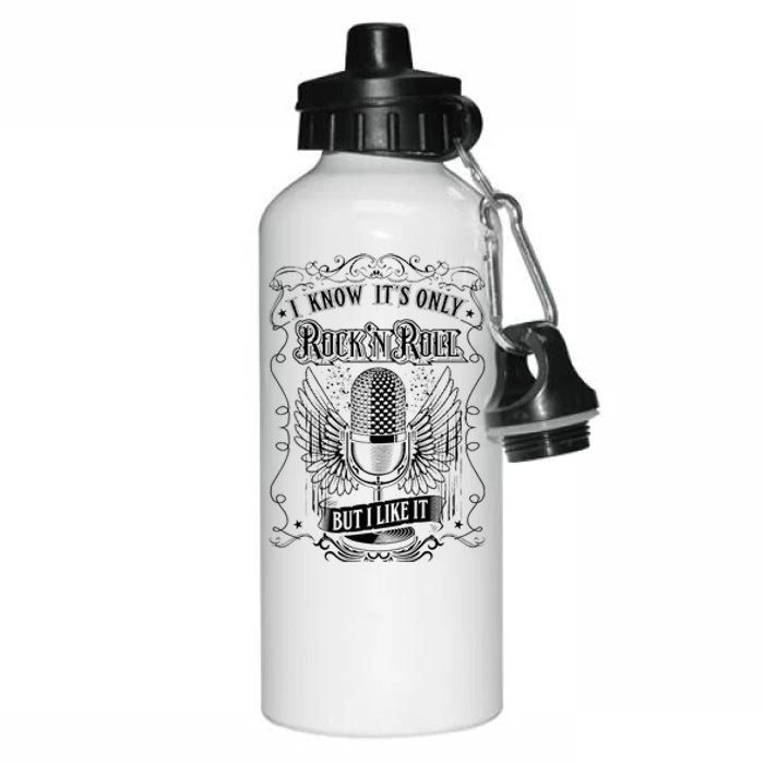 Know ItS Rock And Roll But I Like It Retro Microphone Aluminum Water Bottle