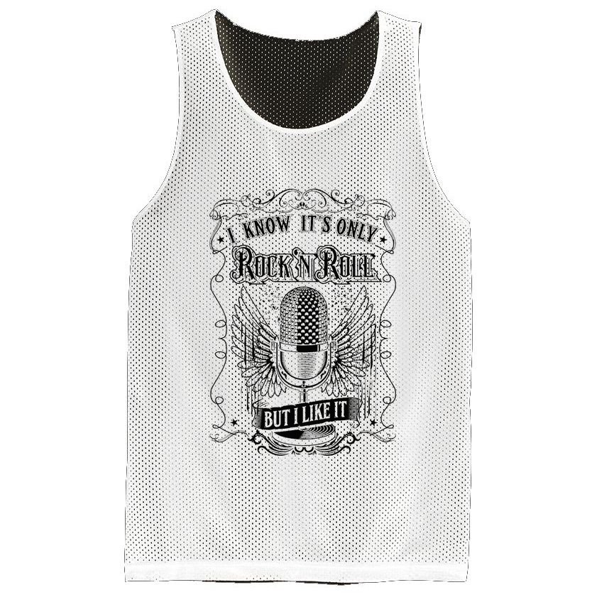 Know ItS Rock And Roll But I Like It Retro Microphone Mesh Reversible Basketball Jersey Tank