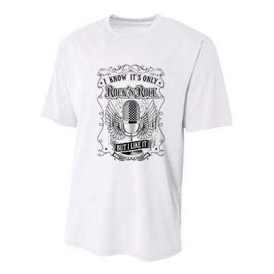 Know ItS Rock And Roll But I Like It Retro Microphone Youth Performance Sprint T-Shirt