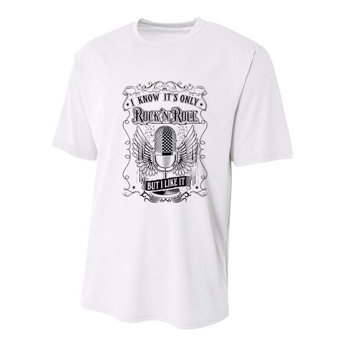 Know ItS Rock And Roll But I Like It Retro Microphone Youth Performance Sprint T-Shirt