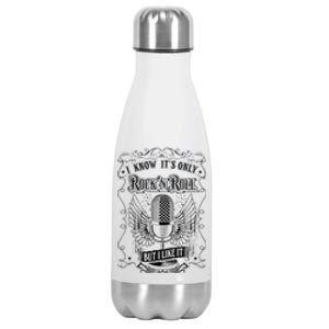 Know ItS Rock And Roll But I Like It Retro Microphone Stainless Steel Insulated Water Bottle