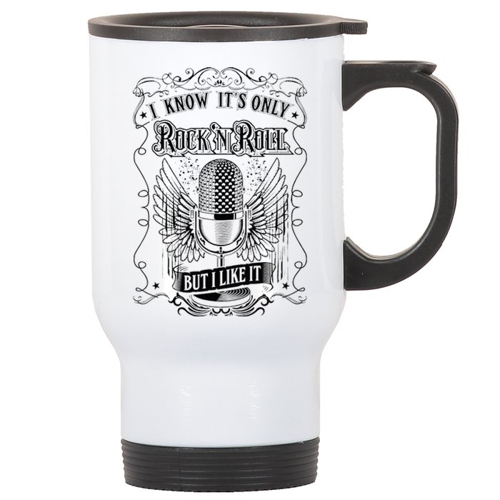 Know ItS Rock And Roll But I Like It Retro Microphone Stainless Steel Travel Mug