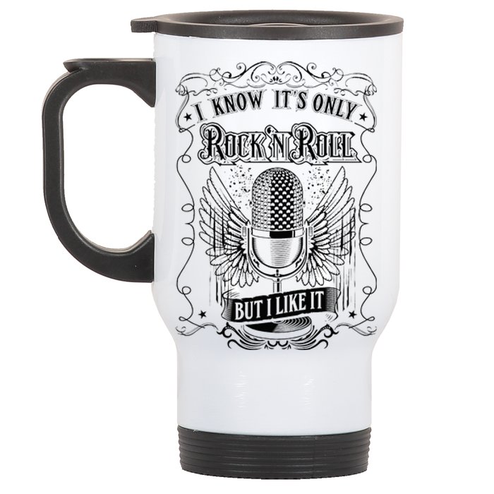 Know ItS Rock And Roll But I Like It Retro Microphone Stainless Steel Travel Mug