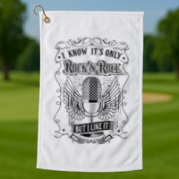 Know ItS Rock And Roll But I Like It Retro Microphone Golf Towel