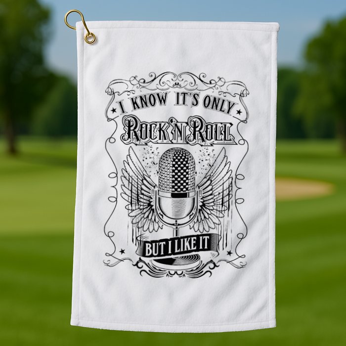Know ItS Rock And Roll But I Like It Retro Microphone Golf Towel