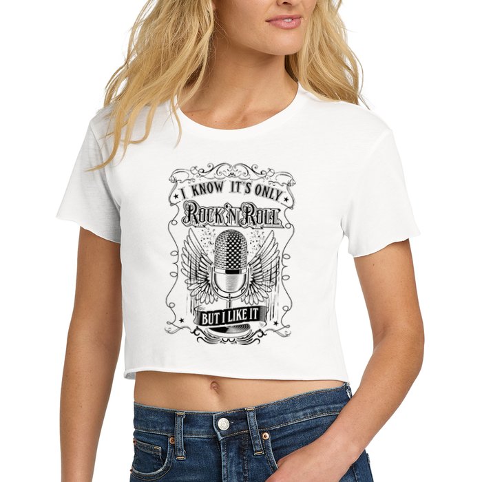 Know ItS Rock And Roll But I Like It Retro Microphone Crop Top