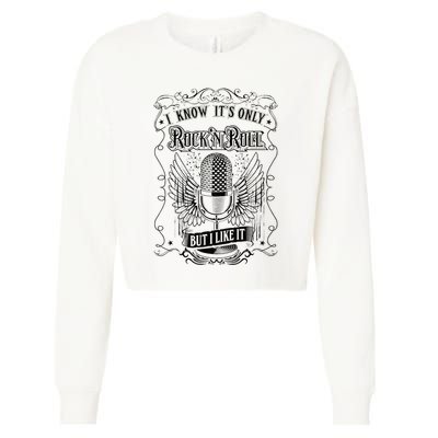 Know ItS Rock And Roll But I Like It Retro Microphone Cropped Pullover Crew