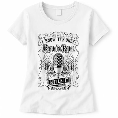 Know ItS Rock And Roll But I Like It Retro Microphone Womens T-Shirt