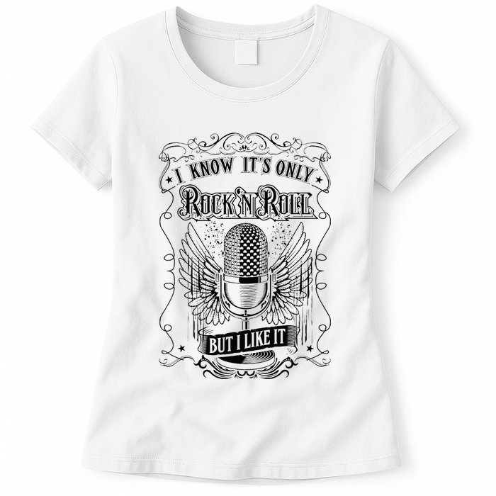 Know ItS Rock And Roll But I Like It Retro Microphone Womens T-Shirt
