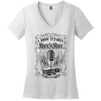 Know ItS Rock And Roll But I Like It Retro Microphone Women's V-Neck T-Shirt