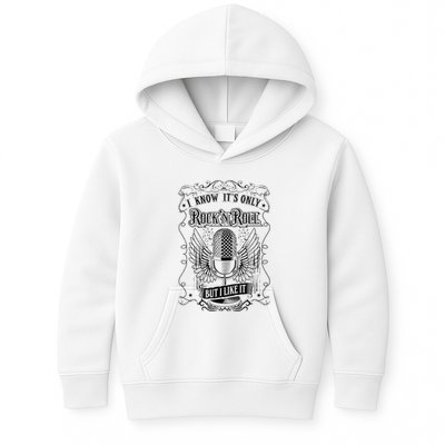 Know ItS Rock And Roll But I Like It Retro Microphone Kids Hoodie