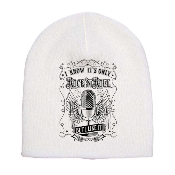 Know ItS Rock And Roll But I Like It Retro Microphone Short Acrylic Beanie