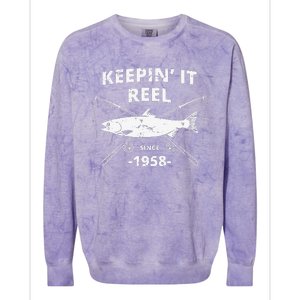 Keepin It Reel Since 1958 61st Birthday Fishing Gift Gift Colorblast Crewneck Sweatshirt