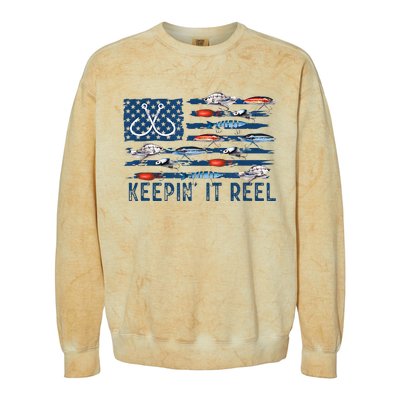 Keepin It Reel Fishing Lure Flag Fisherman Bass Fishing Colorblast Crewneck Sweatshirt