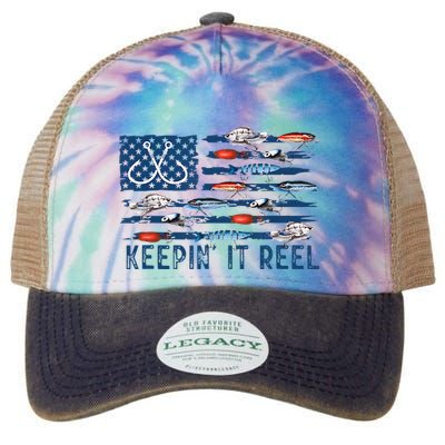 Keepin It Reel Fishing Lure Flag Fisherman Bass Fishing Legacy Tie Dye Trucker Hat