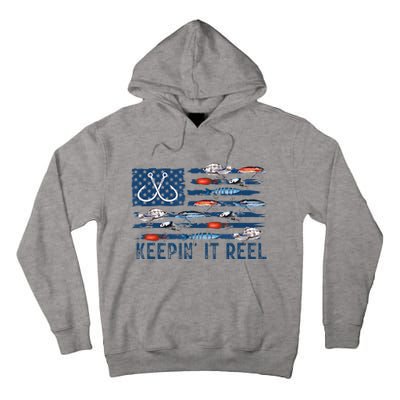 Keepin It Reel Fishing Lure Flag Fisherman Bass Fishing Tall Hoodie