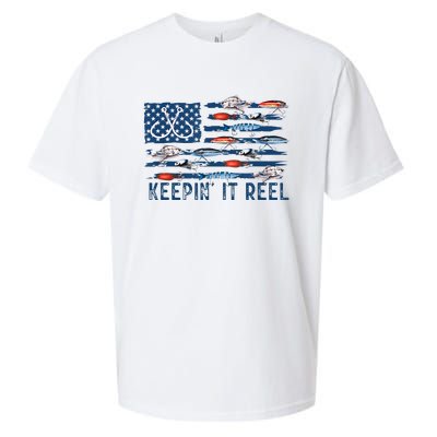 Keepin It Reel Fishing Lure Flag Fisherman Bass Fishing Sueded Cloud Jersey T-Shirt