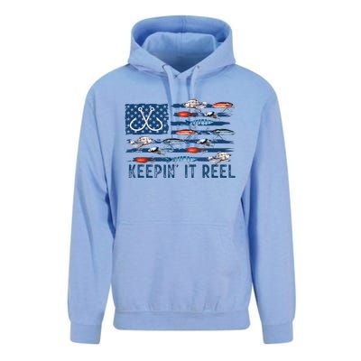 Keepin It Reel Fishing Lure Flag Fisherman Bass Fishing Unisex Surf Hoodie