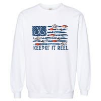 Keepin It Reel Fishing Lure Flag Fisherman Bass Fishing Garment-Dyed Sweatshirt